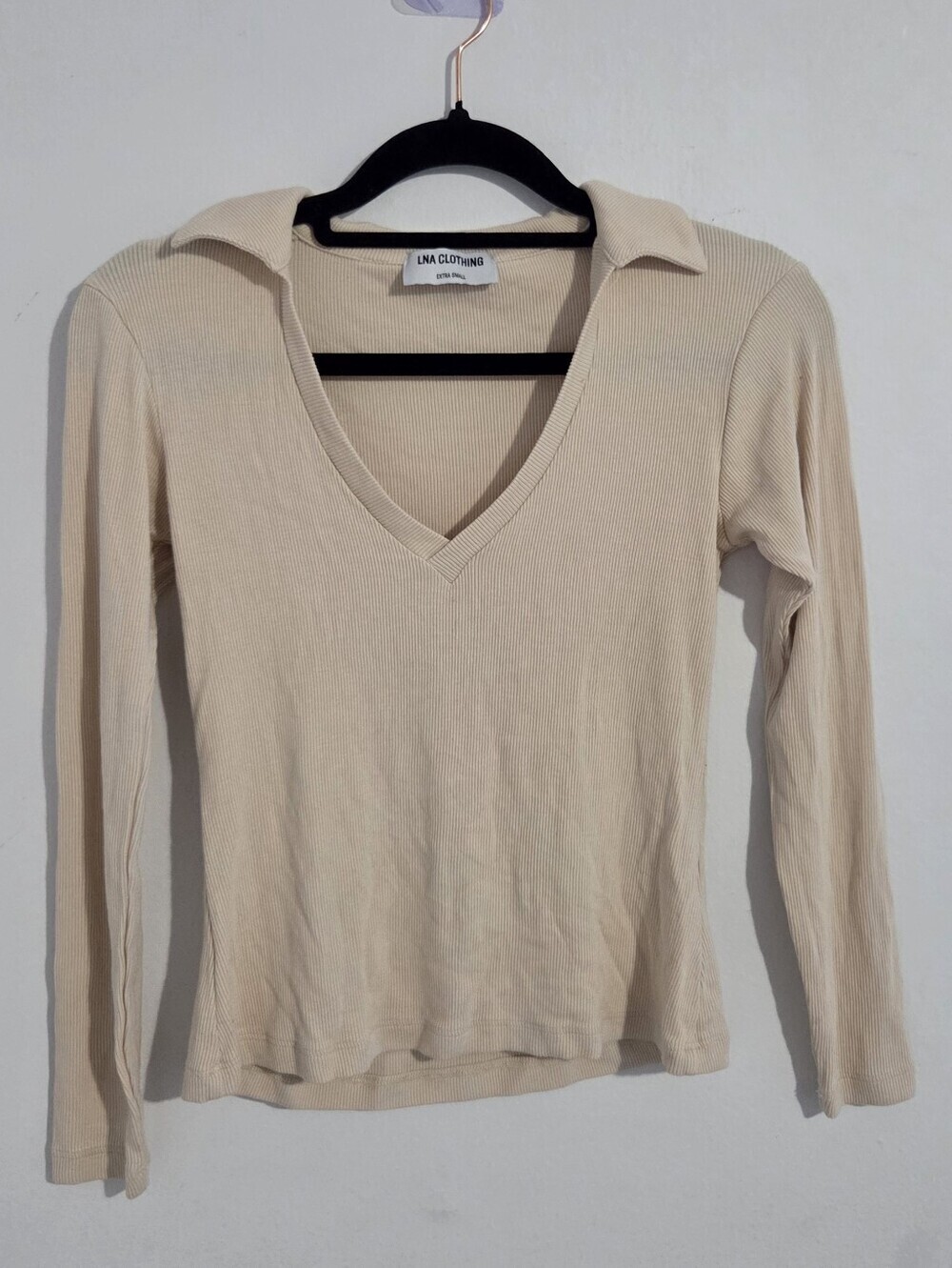 LNA Clothing Cream Rib Top